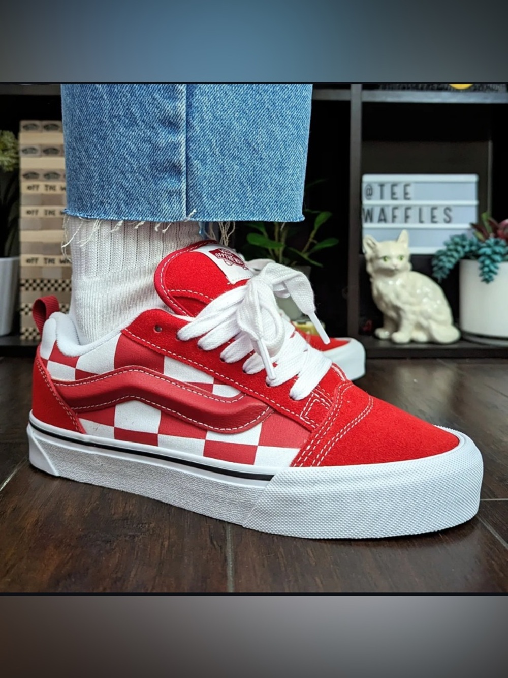 Vans Knu-Skool 'Mega Check Red' Checkerboard Lace Men’s 7 Women’s 8.5